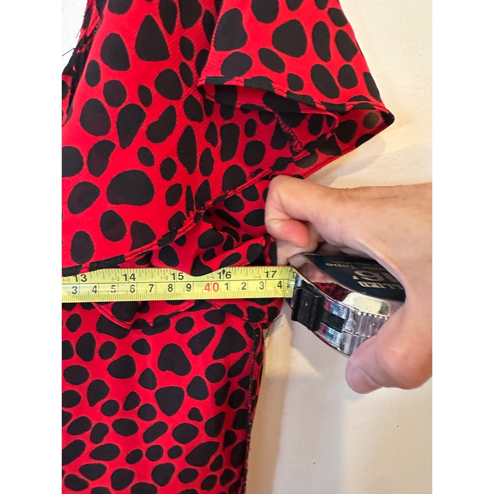 Vintage Red Black Print Flamenco Midi Art Deco Flapper Tiered ruffle dress 8 - Picture 7 of 16